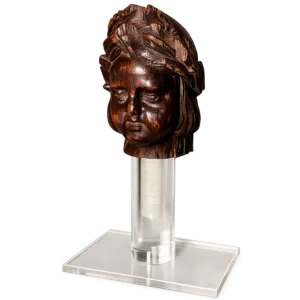 Figura madera tallada cabeza ángel | Arte Religioso